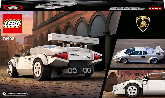 LEGO Speed Champions Lamborghini Countach Super Sports Car Model Toy Making Set for Kids Ages 76908-8 and Over (262 Pieces)