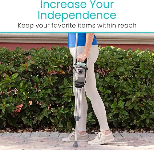 Miniatura 7 de Vive Bolsa de accesorios para muletas y cojines de agarre de mano, bolsa premium resistente al agua para muletas, con soporte para bebidas, 3