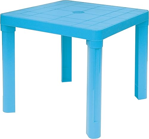 Baby Lulu Mesa de juego ligera de polietileno para niños, 18.1 x 18.1 pulgadas, fácil de almacenar, fabricada en Italia, color azul