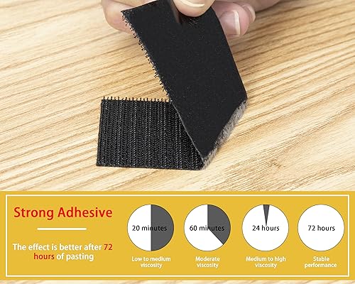 Miniatura 3 de Cinta de velcro, paquete de 12 unidades de 4 x 4 pulgadas y 24 tiras de cierre resistentes de 2 x 4 pulgadas con adhesivo para uso en interiores y