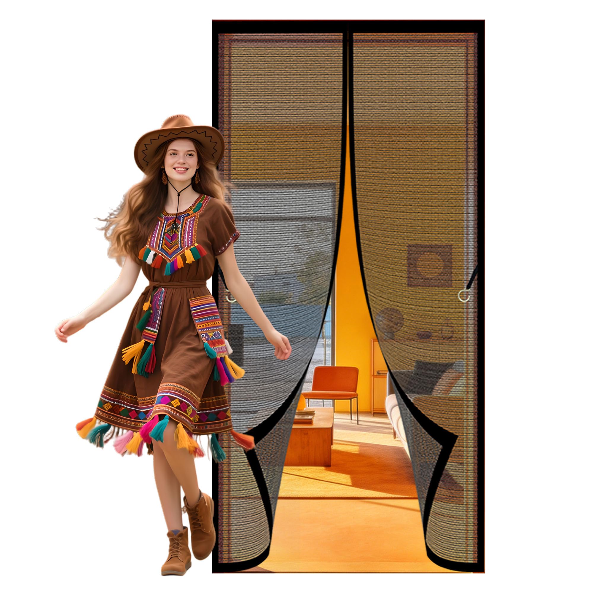 Magnetic Fly Screen Door 110 x 230 cm Automatically Closes Door Fly Screen Curtain Magnetic Keeps Bugs Out Suitable for Balcony, Terrace, Cellar, Bedroom and Sliding Room, Black