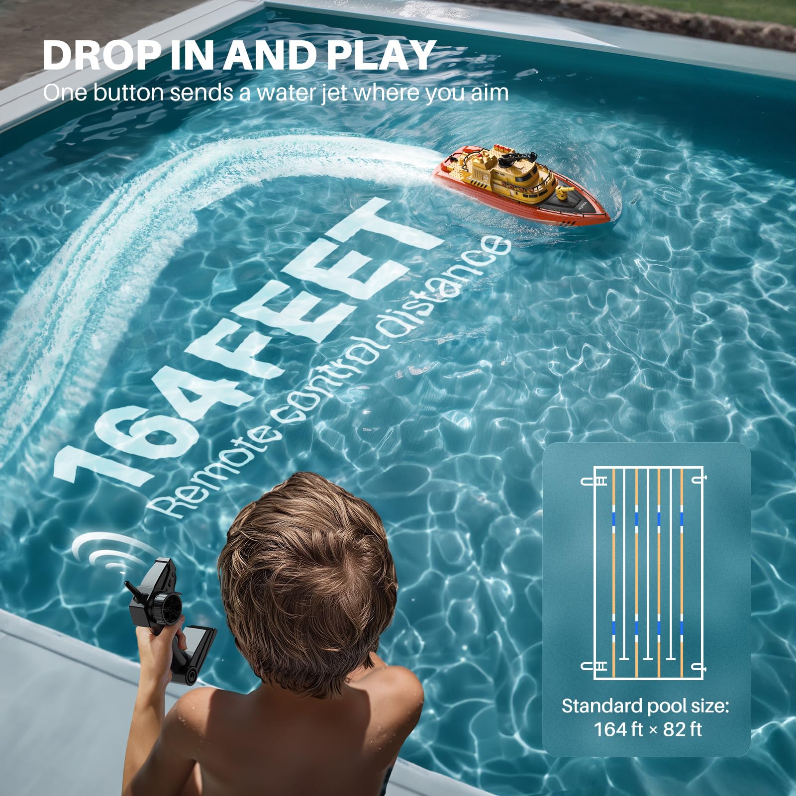 SYMA Remote Control Boat, Big RC Boat Firefighter for Kids 8-12 with 40 Mins Run Time (2 Batteries), One-Key Water Spary, 15 km/h High Speed and Low Battery Warning, Pool Toys for Boys Girls