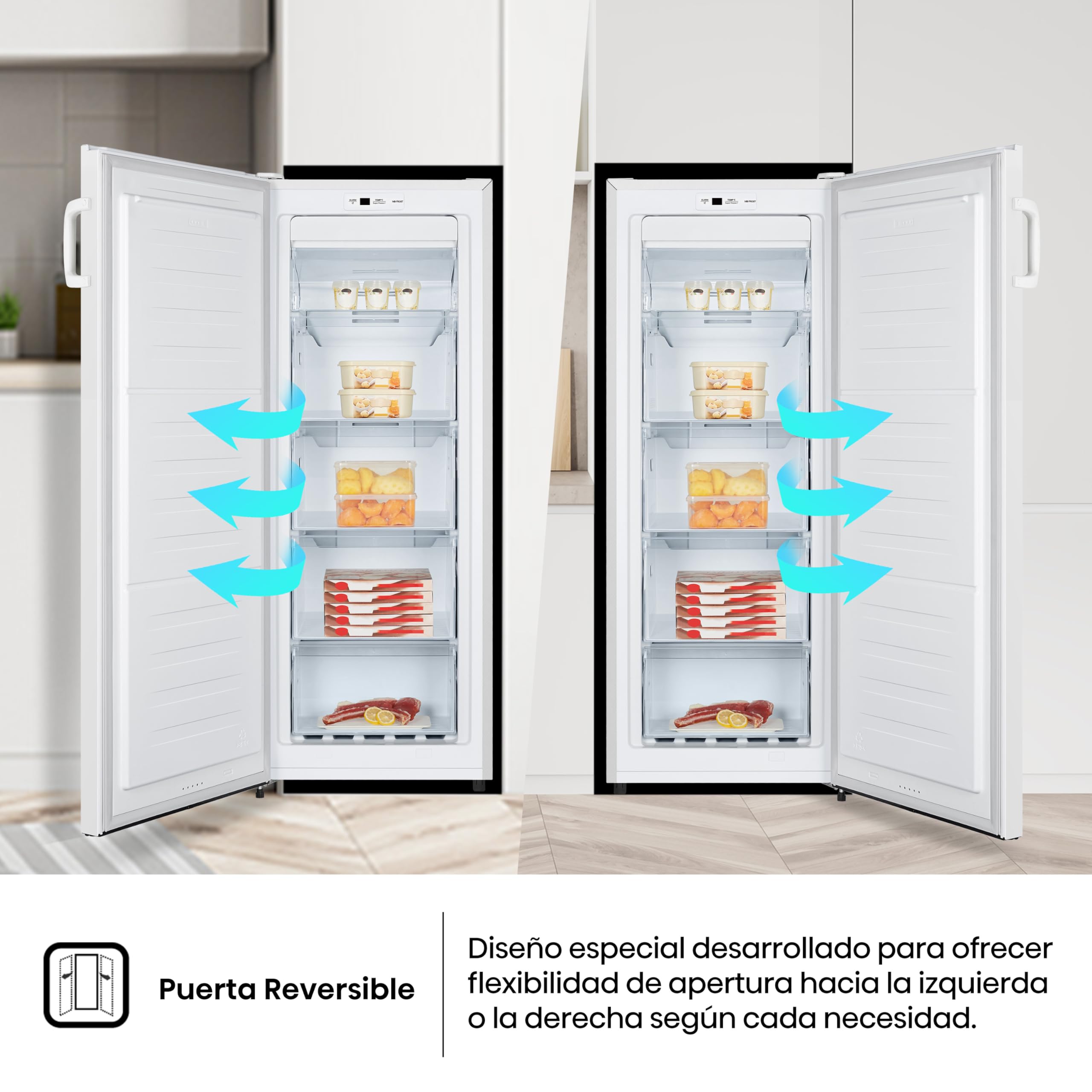 Hisense Congelador FV191N4AW2, TotalNoFrost/Superfreeze/ Alarma de puerta, Multiflow 360°/ BigBox/ 143,4 cm/ compartimento congelador 147 l/ 41 dB/ 205 kWh/blanco