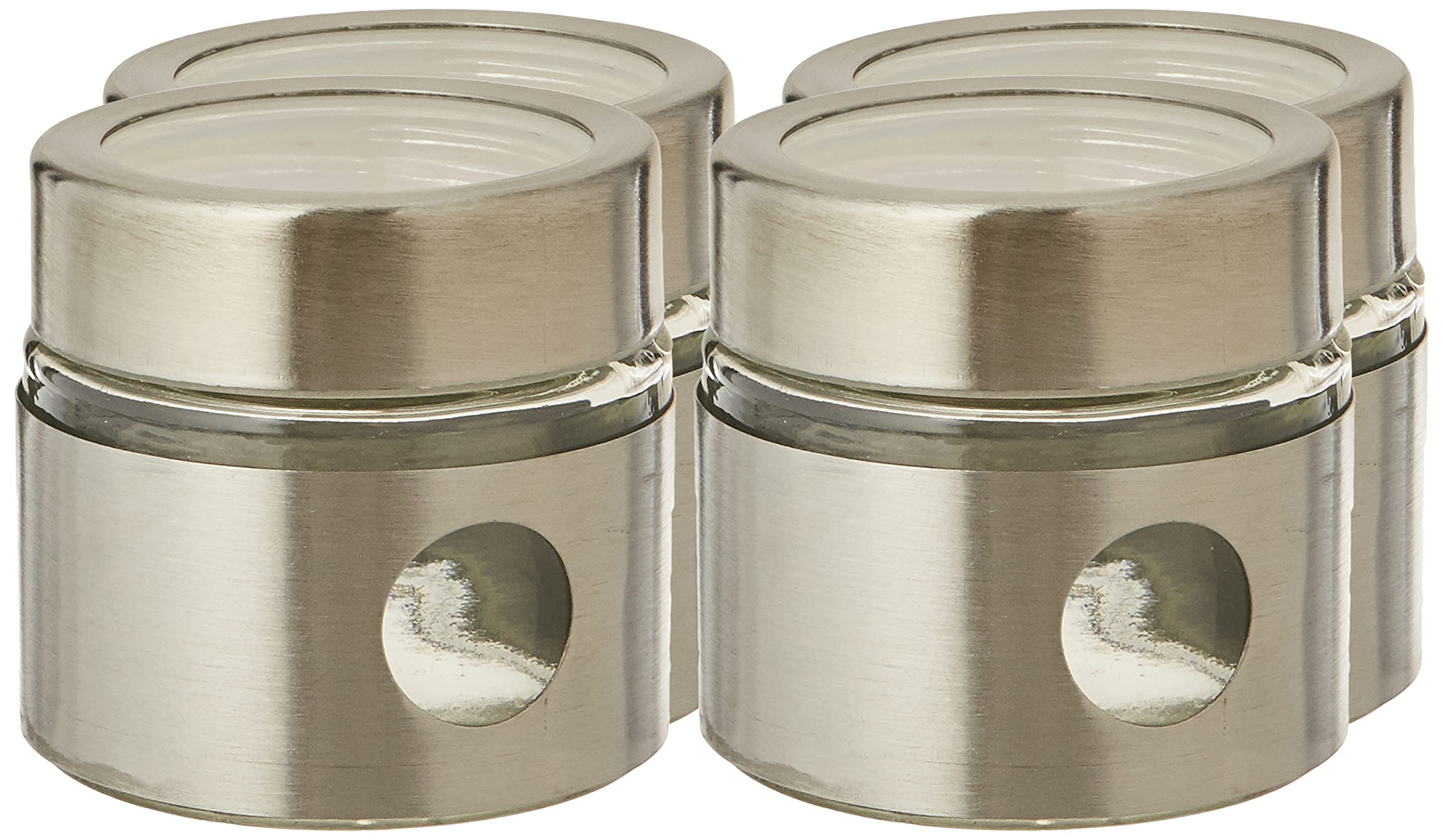 Harmony Table Top 5 Pieces Set (4 Pieces Glass Spice Jar with Metal Stand), 29.5 x 7.5 x 9 cm/85 ml, 89100