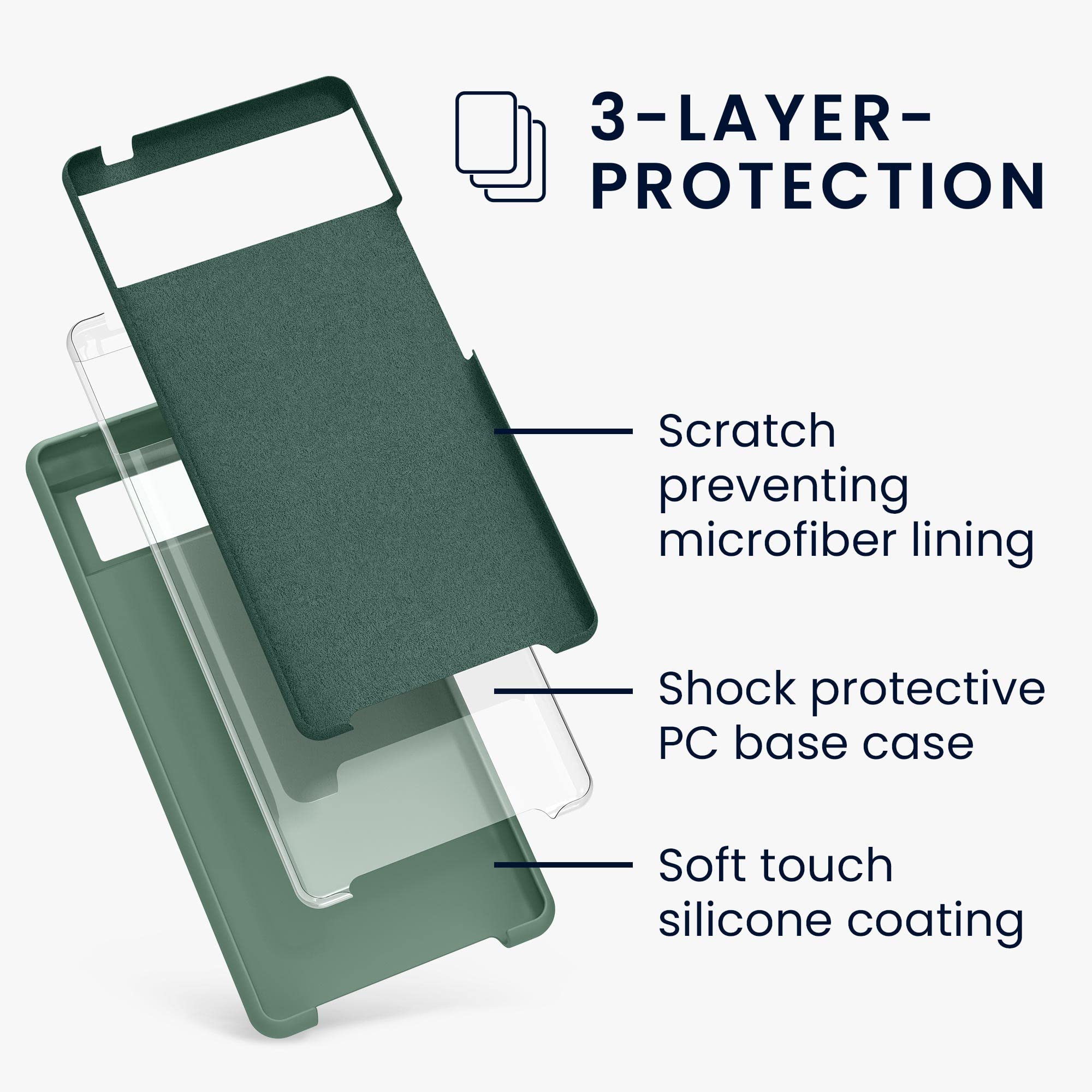 kwmobile Case for Google Pixel 6 Case - Soft Cover - Shockproof Silicone - Wireless Charging Forest Green - Image 2