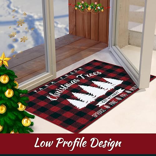 Miniatura 61 de CAROMIO Tapete decorativo de Navidad para puerta delantera, tapete de bienvenida lavable, para interiores y exteriores, antideslizante, tapete