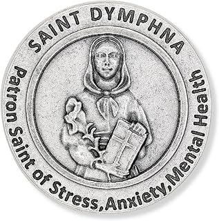 St St. Saint Dymphna Pocket Token Coin 1.2 with Prayer Catholic Patron Stress Anxiety Mental Health by Gifts Catholic, Inc.