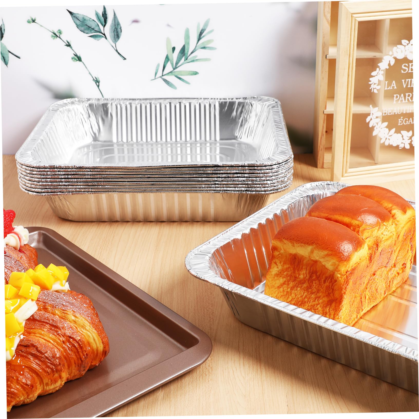 Bandejas Desechables de Aluminio Profundas 10 Unidades para Hornear y Asar Resistente a Altas Temperaturas Uso Doméstico y Catering