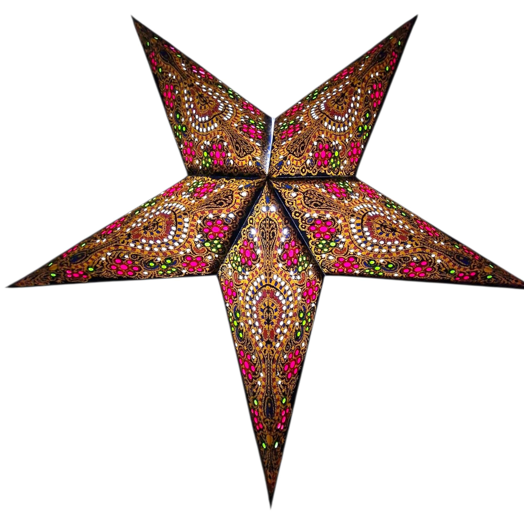 YEPSIO Lantern Lampshade Paper Star Light Shades Large 60cm Hanging Decorations for Christmas Wedding Home Decoration Birthday Party Foldable 5 Pointed Star (Blue, Yellow) — image 1