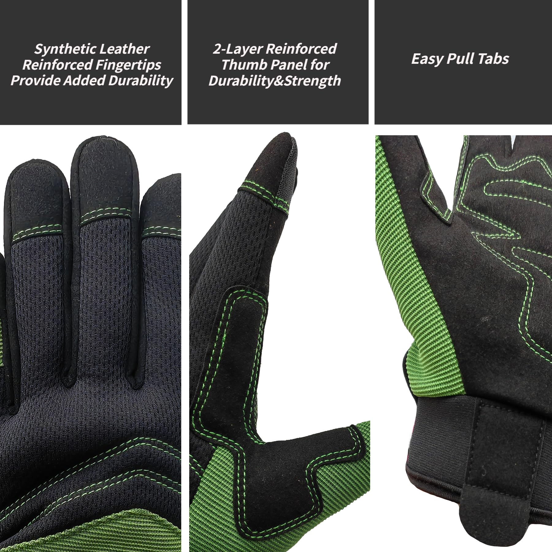 2 paia di guanti da giardinaggio resistenti alle spine e alla perforazione con manico, guanti da lavoro in pelle da donna, guanti da lavoro in pelle, regali (verde, M)