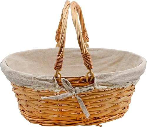 Cornucopia - Cesta de mimbre con asas (color natural), para Pascua, picnic, regalos, decoración del hogar y más, 13 x 10 x 6 pulgadas