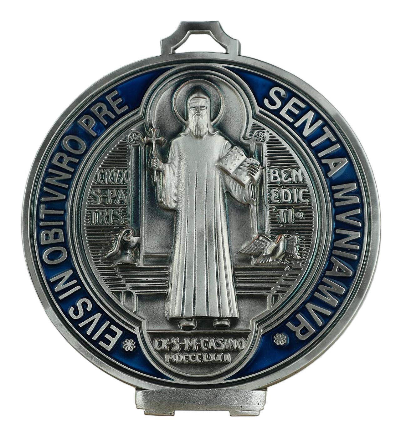 EurofusioniSilver Plated Medallion Saint Benedict of Nursia - Diameter inch 4,9