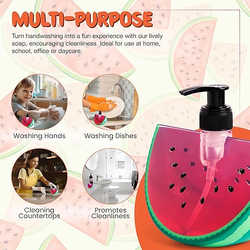 Miniatura 7 de Simple Pleasures Dispensador de jabón de sandía, bonito dispensador de jabón para manos y platos para decoración de cocina y baño, dispensador de