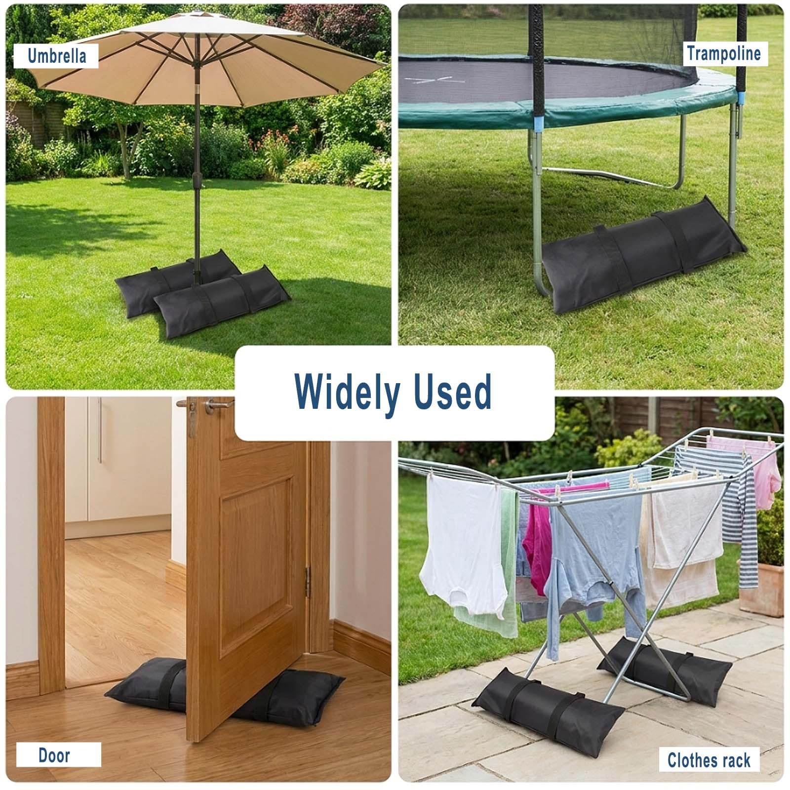 2 Sacs de Sable, Sac de Lestage, Sacs de Lestage pour Tonnelle - 70x25cm, jusqu'à 20kg, Poids pour Parasol, Barnum, Tente, Jardin