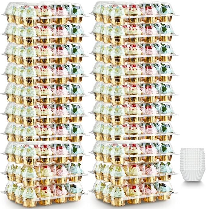 Gencywe (12 Pack x 20 Sets) Stackable Cupcake Carrier with