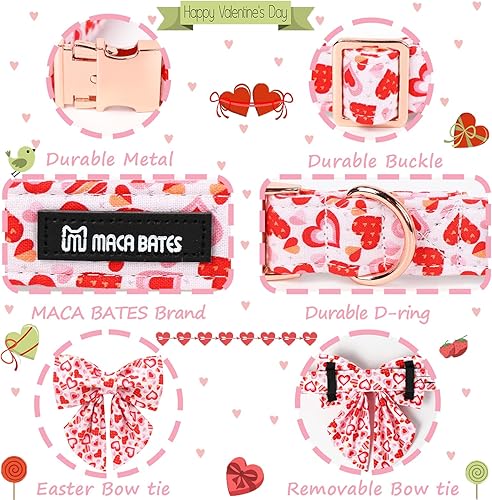 Miniatura 3 de Maca Bates - Collar de San Valentín para perro con lazo, cómodo y suave, collar de perro con hebilla de metal, ajustable, regalo para el día de San