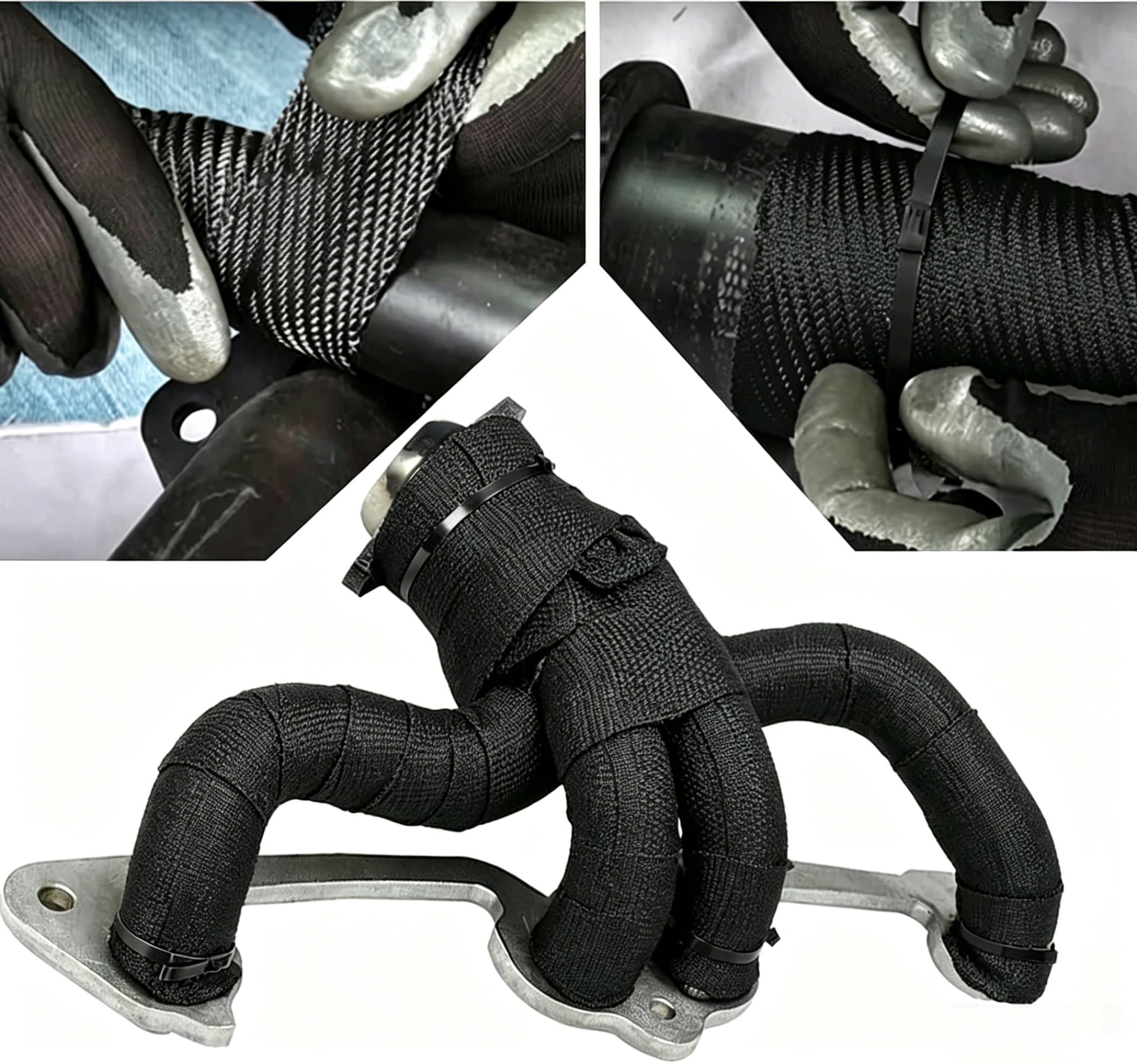 Arspark - Nastro isolante termico in fibra di vetro, 30 m, con 24 fascette in acciaio inox, isolamento termico, per auto e moto, collettore di scarico, camino, stufe a legna e stufe da campeggio