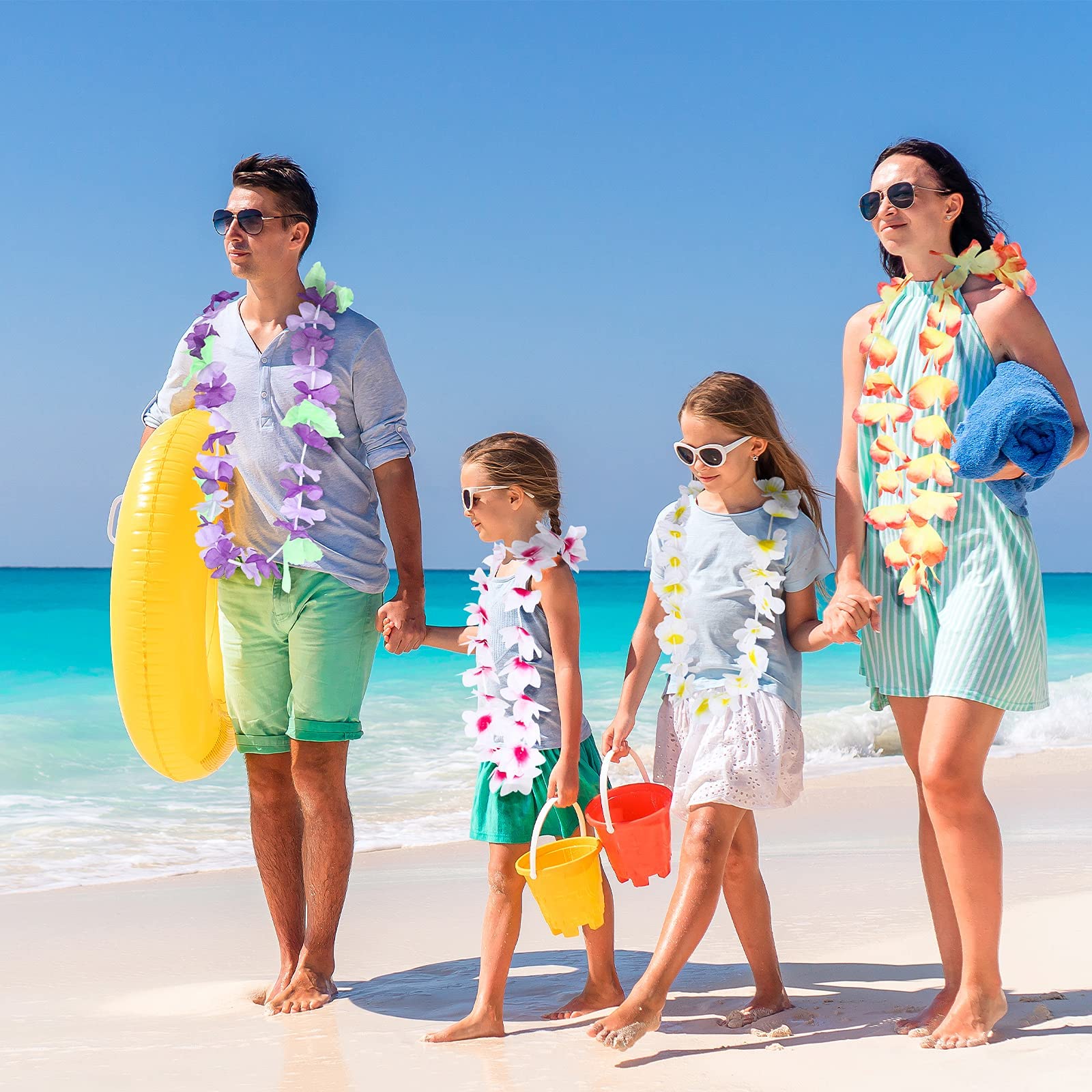 Frasheng 60 Pezzi Ghirlanda Hawaiana Collana,Tropicale Ghirlande Hawaii Hula,Hawaiana Luau Leis,Collane Hawaii Fiori,Decorazioni Feste Hawaiane Leis per Tropicale Spiaggia a Tema Festa Decorazioni