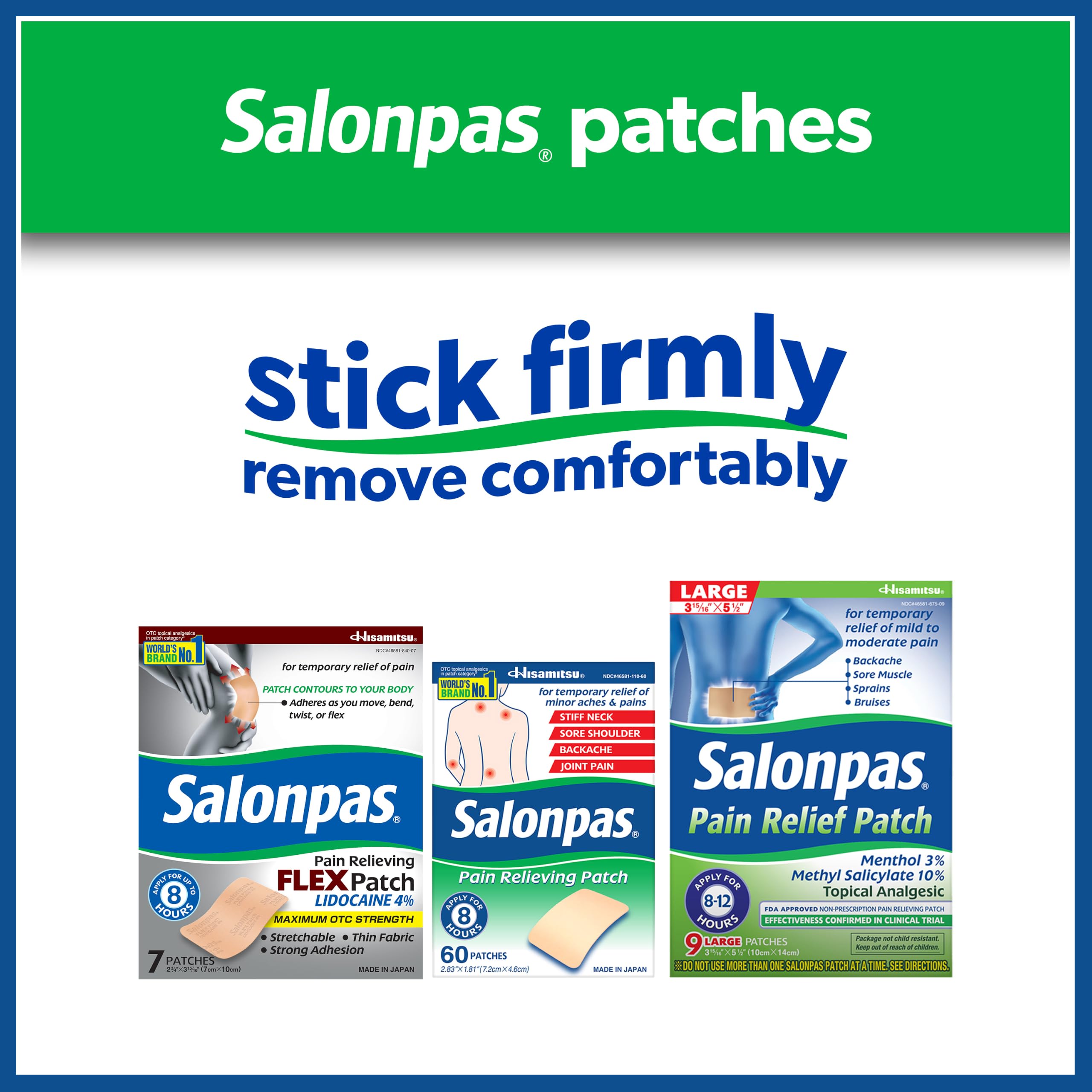 Salonpas Pain Relieving Flex Patch Lidocaine 4%, 7 Count (Pack of 1) — Amazon image 6