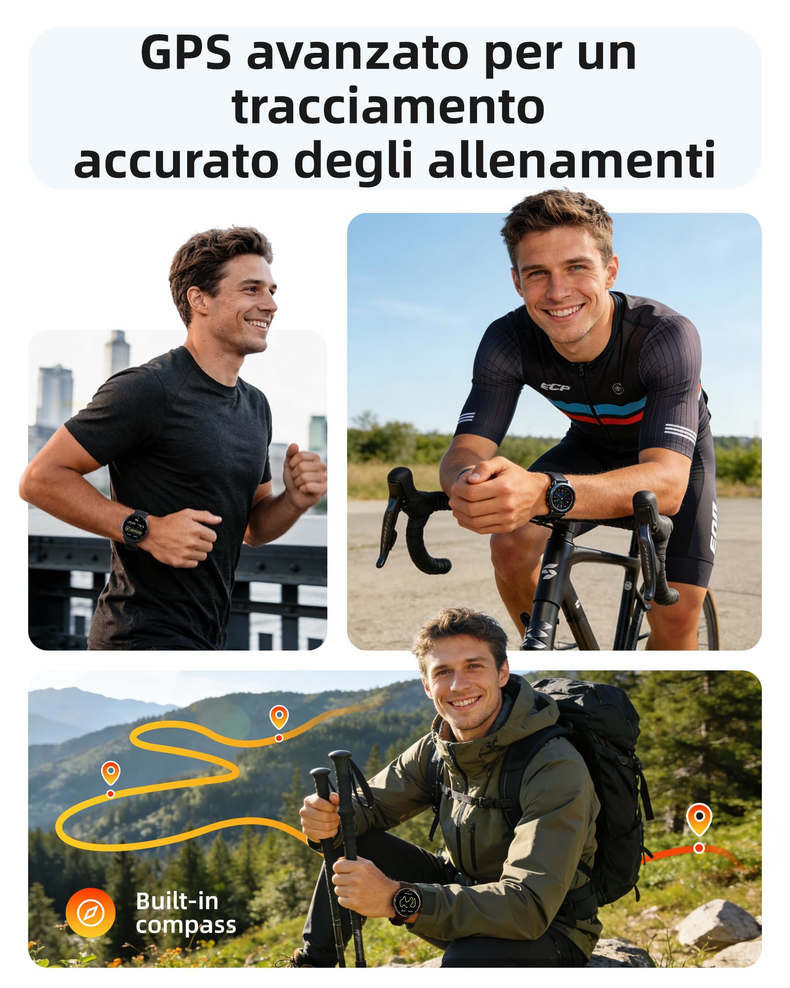 Parsonver Smartwatch GPS Integrato, 5 ATM Impermeabile Orologio da Nuoto per Piscina/Acque Aperte, Orologio Fitness con Display AMOLED, 100+ Sportive, Frequenza Cardiaca,Sonno (Nero, 42 mm)