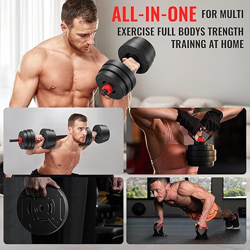 Miniatura 7 de Fitvids Multi-Functional Portable Changeable Dumbbell and Barbell Kettlebell Set with Adjustable Weights, Multiple Styles, 40LBS or 60LBS Sets