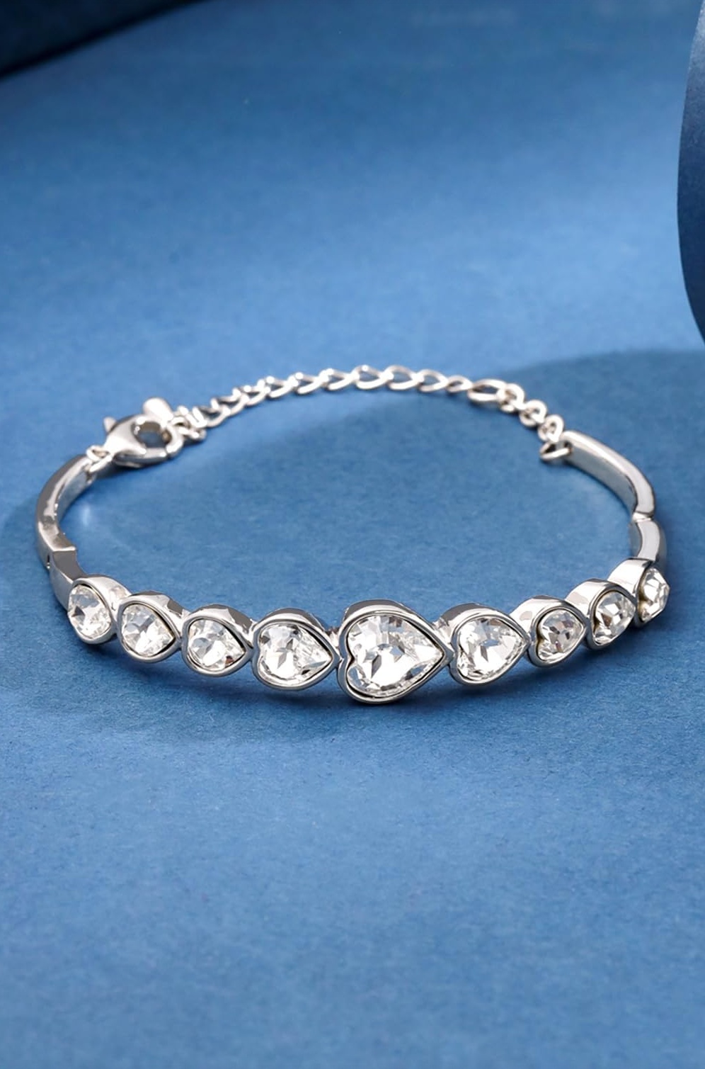 Bracelet for Women and Girls A5 High Grade Crystal Bracelets for women | SIlver Toned Valentine Special Heart Bracelet | Birthday Gift For girls and women Anniversary Gift for Wife