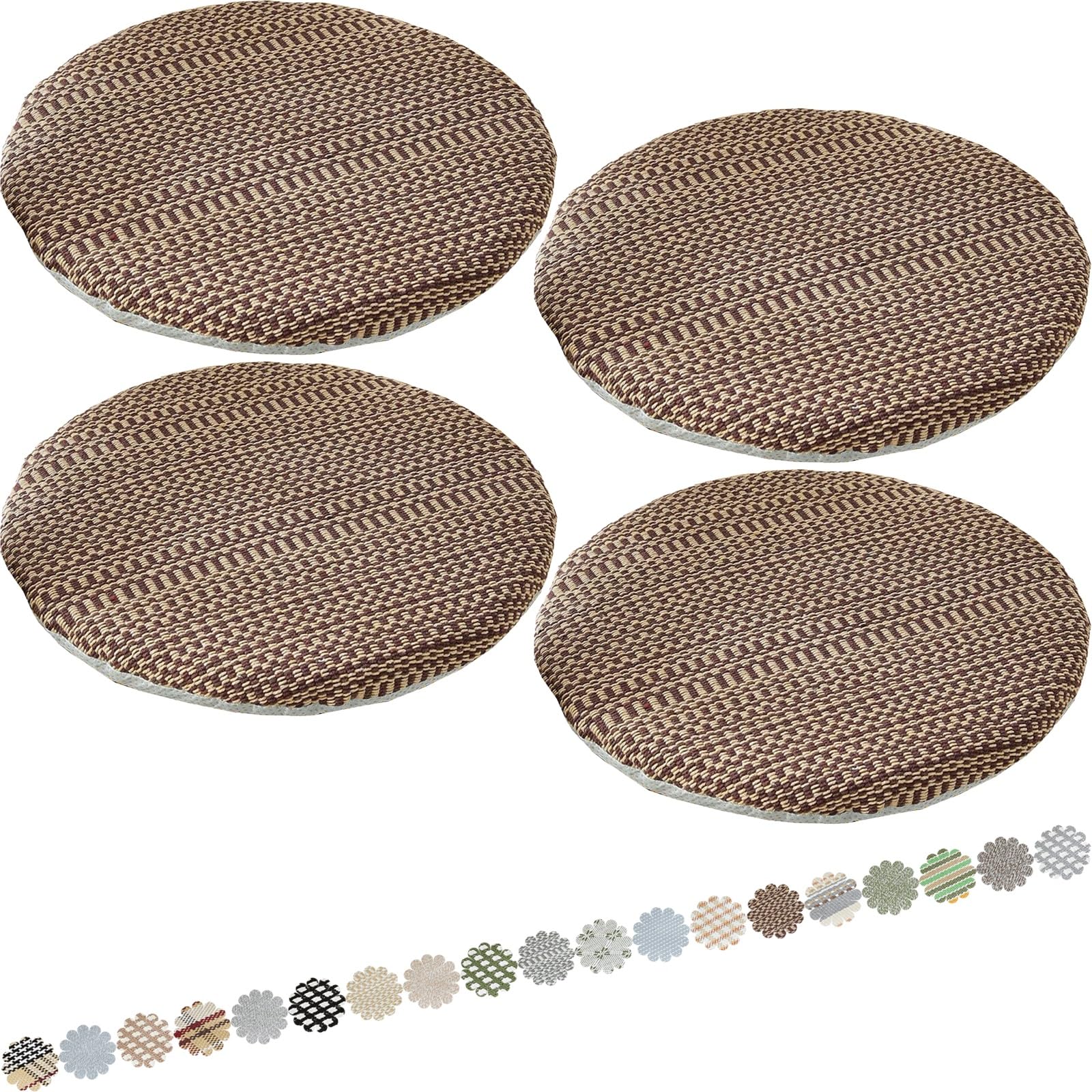 Set di 4 cuscini rotondi per sedie e sgabelli, 40 cm, morbidi, con laccetti, per uso interno/esterno, ideali per cucina, patio e terrazza (colore 14)