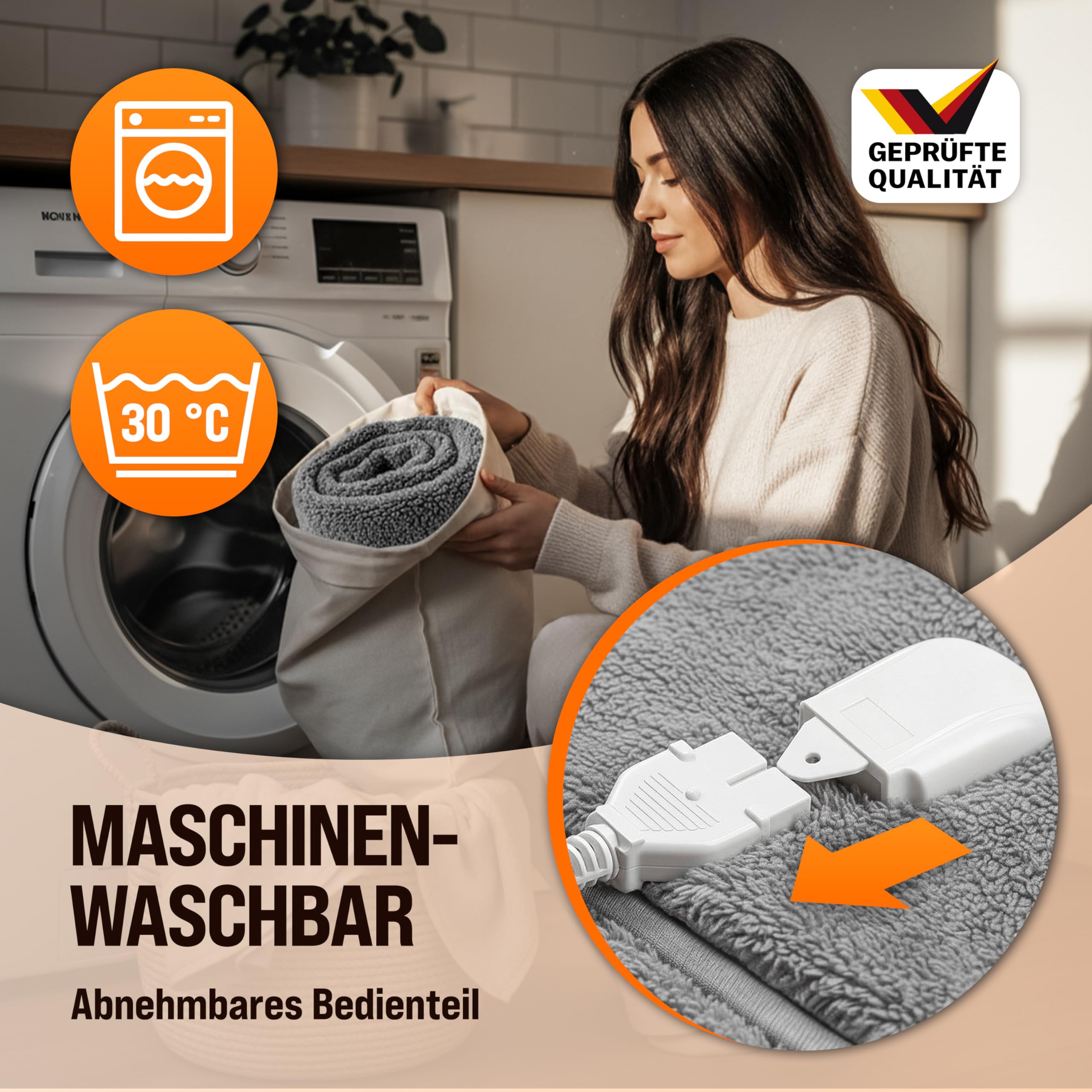 Monzana® Elektrische Heizdecke 180x130cm 120W 10 Heizstufen 10h Timer Abschaltautomatik Überhitzungsschutz waschbar Teddy Fleece Wärmedecke für Bett
