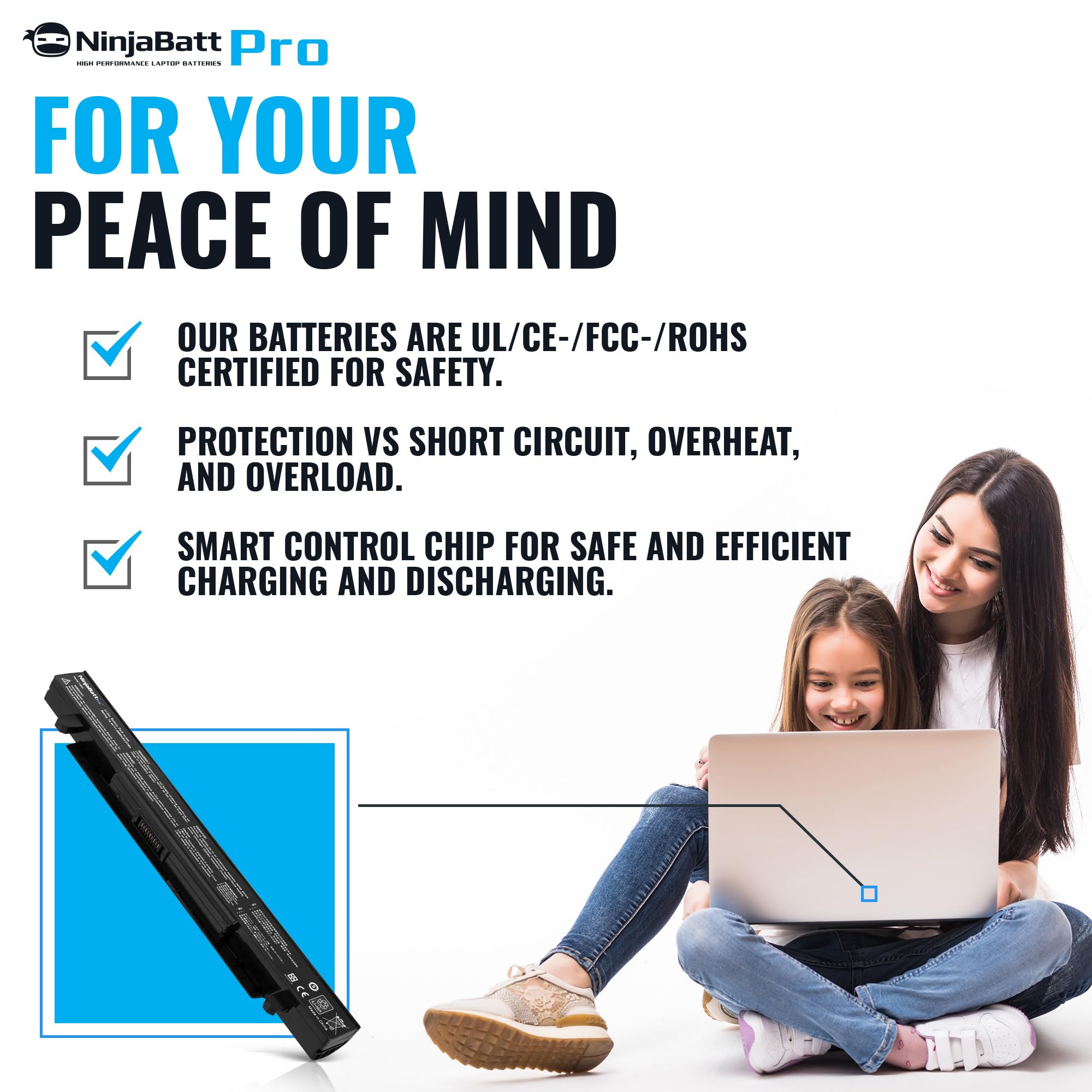 NinjaBatt Batteria Pro per ASUS A41-X550A A41-X550 F550 F450 X550 R510C A550 K550 P550 X550C X550DP X450 A550L X550J R510 - Samsung Cellule [4 L/260 0 mAh/37 Wh]