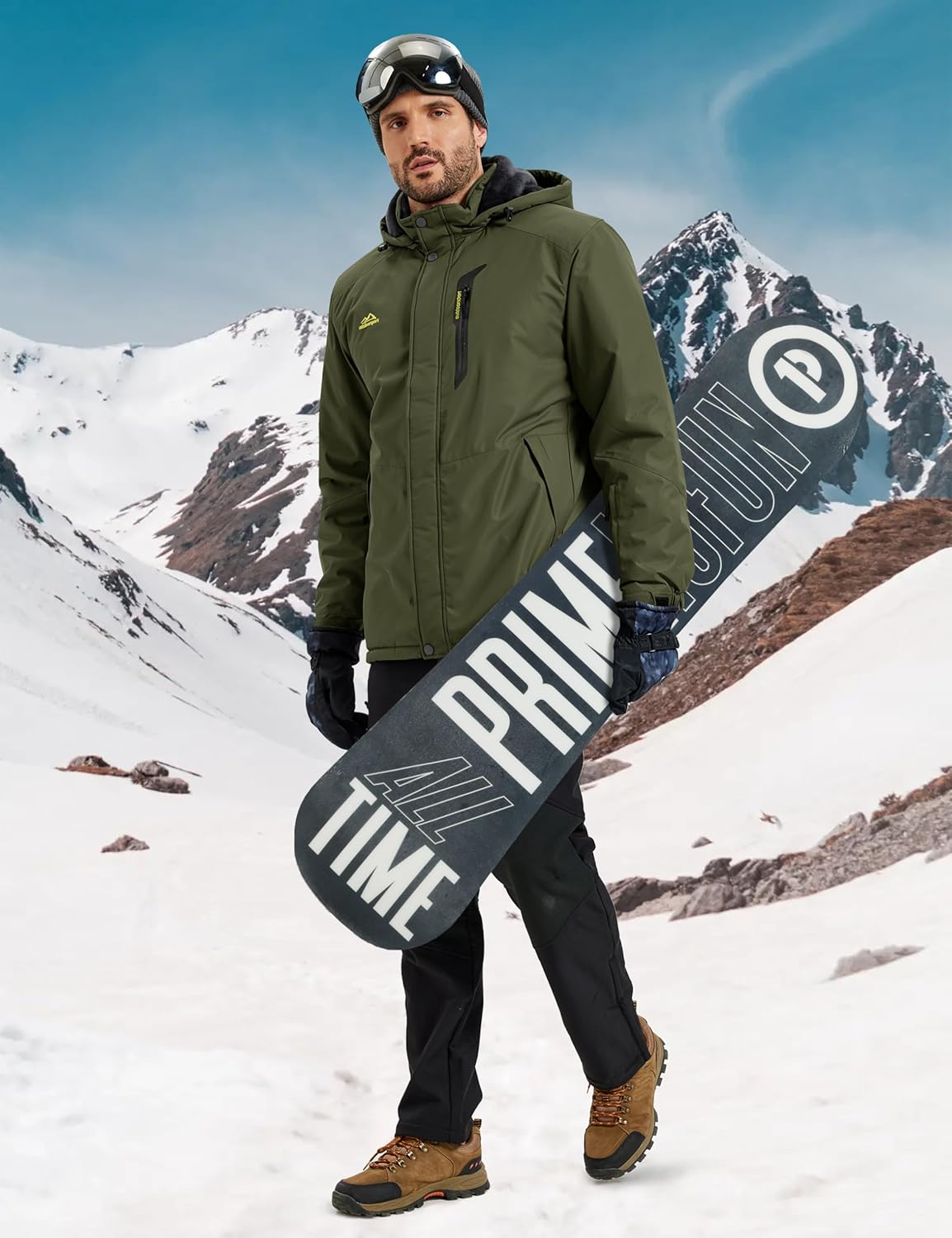 MAGCOMSEN Mens Winter Jacket Ski Snow Waterproof Jackets Warm Fleece Snowboard Coat Parka Raincoats with Multi-Pockets - Image 2