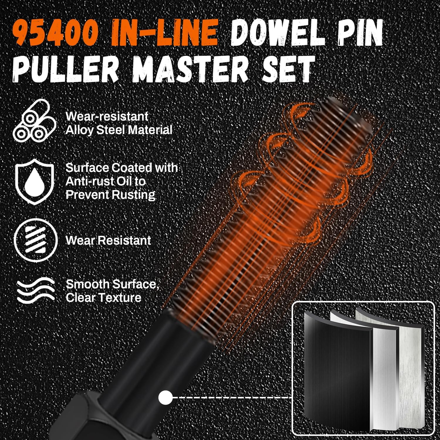 95400 in-Line Dowel Pin Puller Master Set, Efficient Dowel Pin Puller Tool Includes Both SAE and Metric Collets, Dowel Dismantling Tools Reducing Work and Saving Time