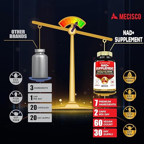 Miniatura 4 de Suplemento NAD+ con ribósido de nicotinamida con quercetina, resveratrol, cúrcuma, rodiola rosa, astrágalo, ginseng, energía celular y reparación,