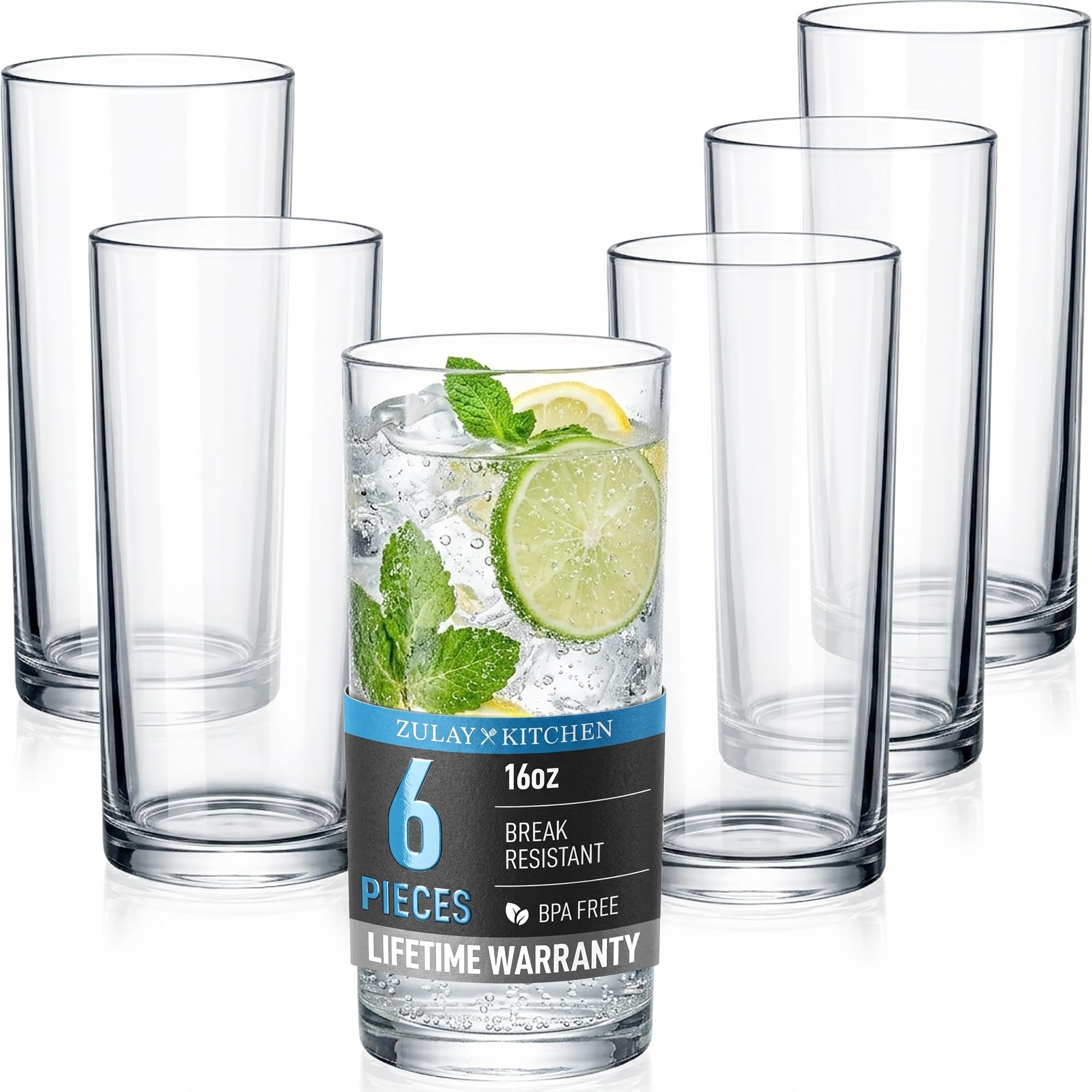 Amazon.com | Zulay Kitchen Plastic Drinking Glasses (Set of 6