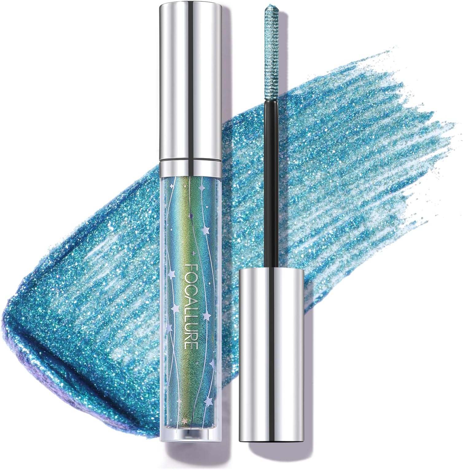Star Drifter Glitter Mascara Topper, Long Lasting Quick Dry Soft Gel, Mermaid Green Shimmer Finish, GN01 OASIS OF SPACE