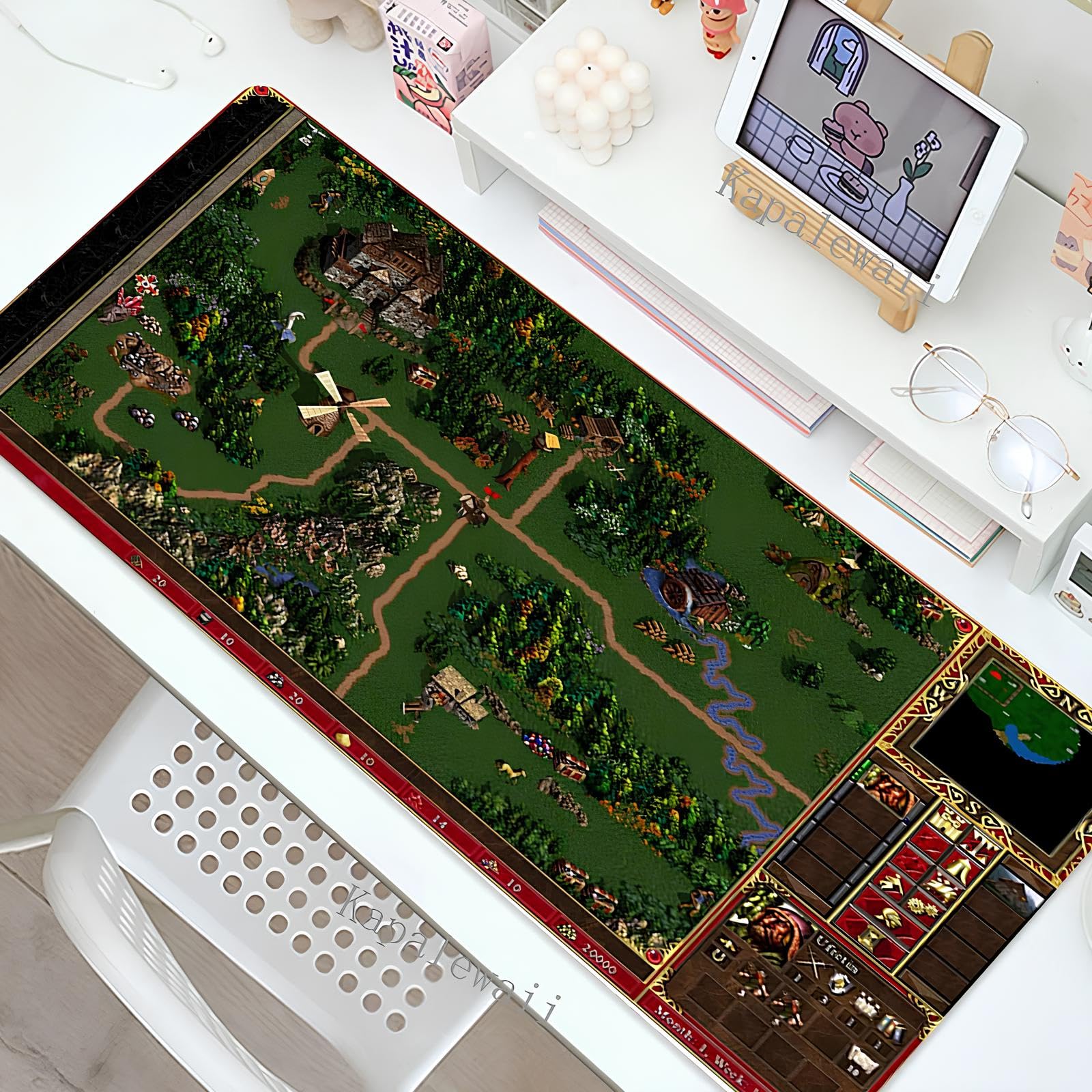 Tapis de Souris Gaming XL 900 x 400 mm avec Design Fantasy Rétro, Surface en Tissu Mat, Base Antidérapante en Caoutchouc, Desk Mat Étendu