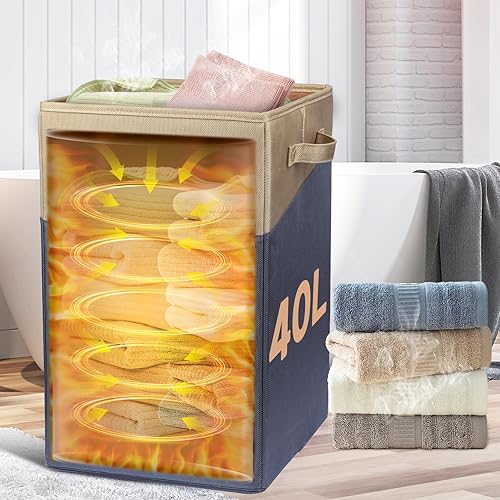 Towel Warmer 40L,Foldable Towel Warmer Bucket with 4 Ring Heating Modes,30/60/90 Min Auto Shut Off, Large Towel Warmer for Bathroom,Spa,Bathrobe,Blanket,Oversized Towels & Pajama,House Warming Gifts