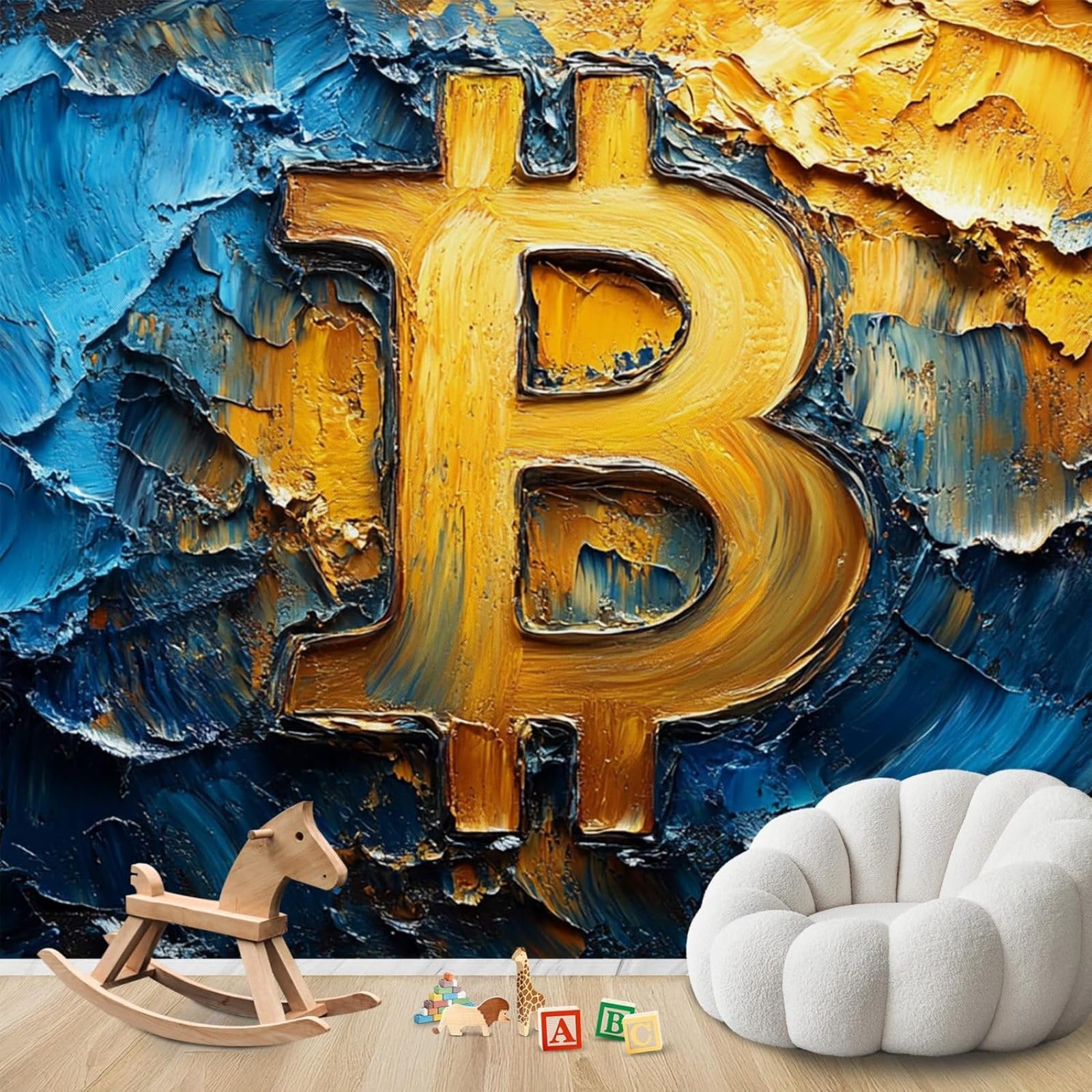 Papier peint photo Bitcoin intissé 300x210 cm pour salon et chambre