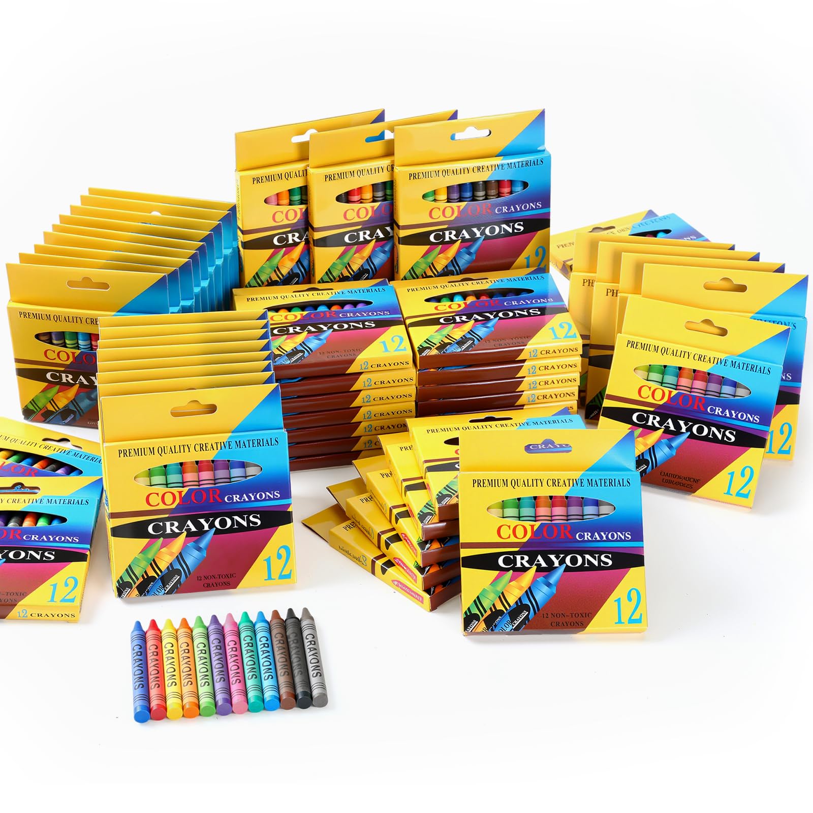 Fullhawl 120 scatole da 12 pastelli colorati Bulk Confezione singola Forniture scolastiche all'ingrosso Cera luminosa colorata Forniture per il ritorno a scuola per aula premio regalo di compleanno