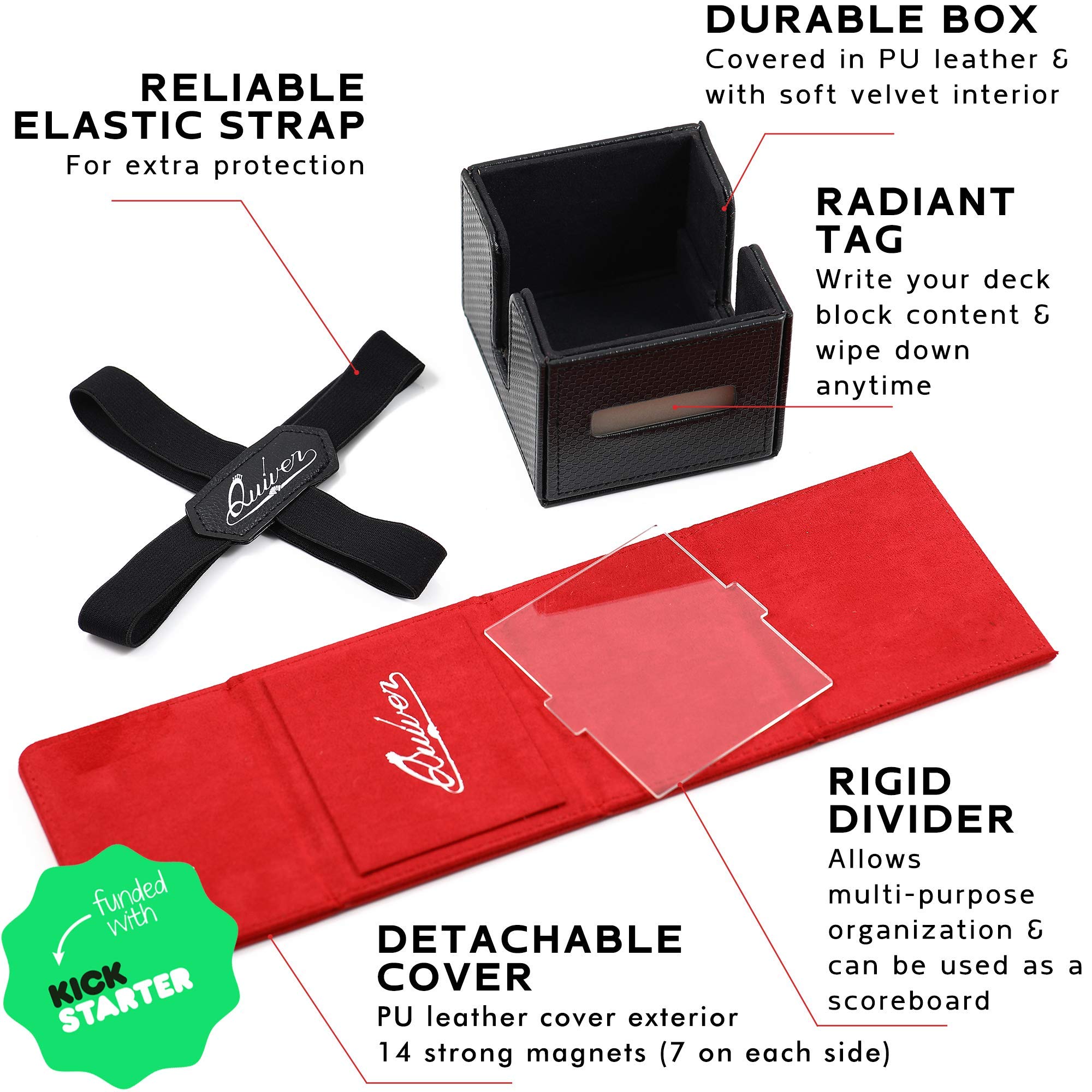 Quiver Time Red Citadel Deck Block Card Storage Box, Stores and