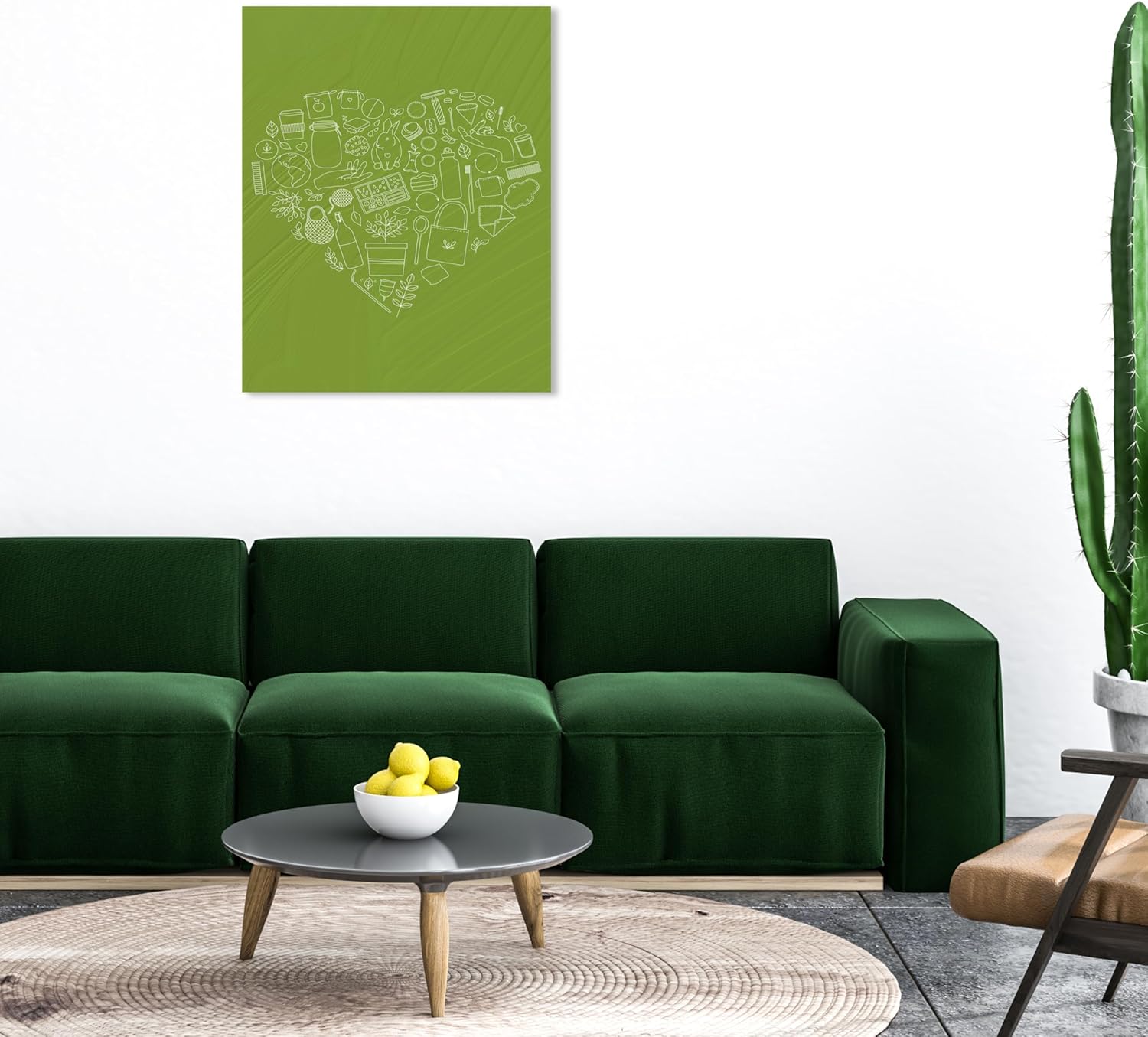 Condition photo showing New/Like New for wynwood studio symbols and objects modern wrapped canvas art - caring my green planet, wall art for living room, bedroom, and bathroom, 30" x 36", green and white home decor 36"l x 30"w