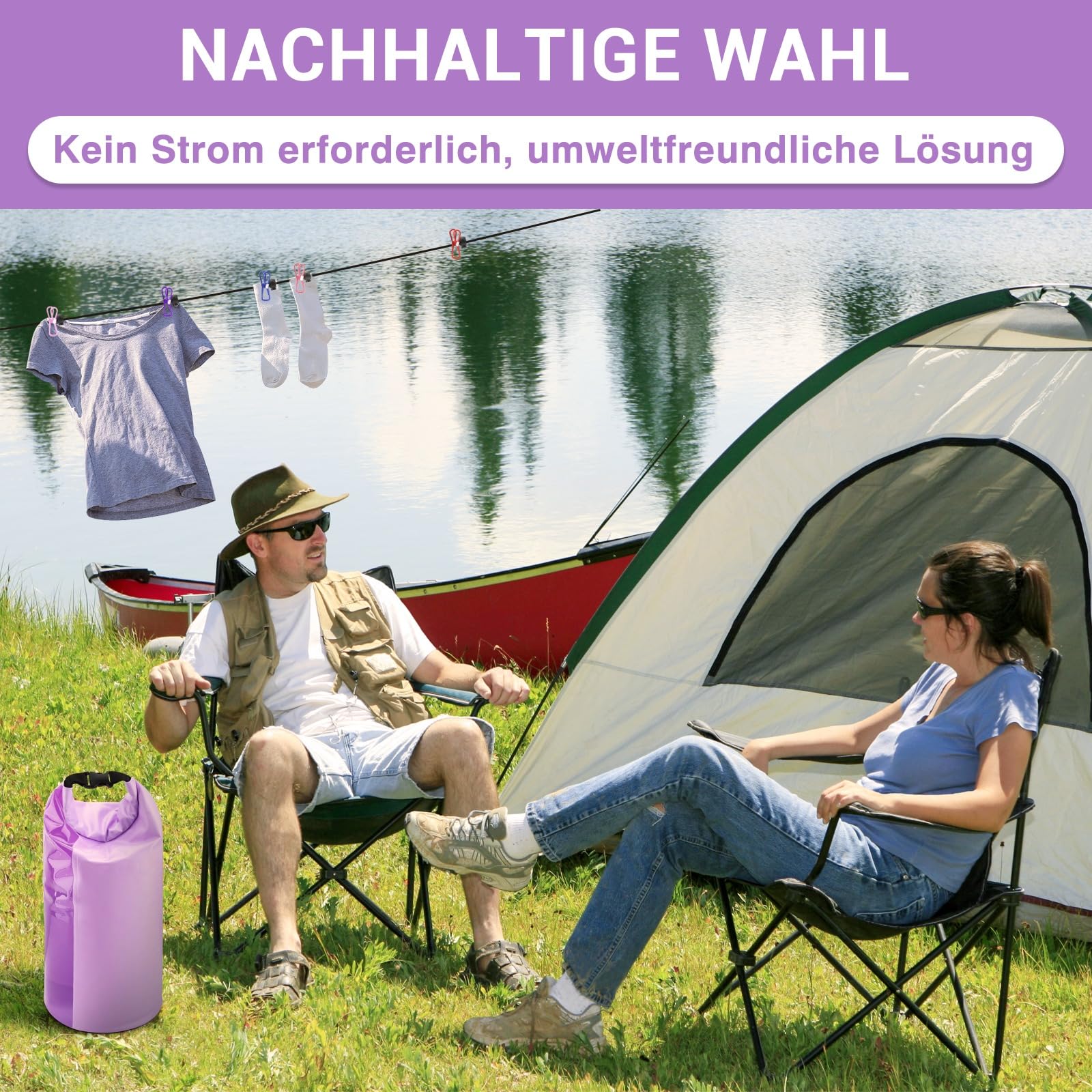 Wash Bag Camping & Einziehbare Wäscheleine - Langlebig Waschsack Camping, Wash Bag Travel, Wäschebeutel Camping - Tragbare Manuelle Waschmaschine