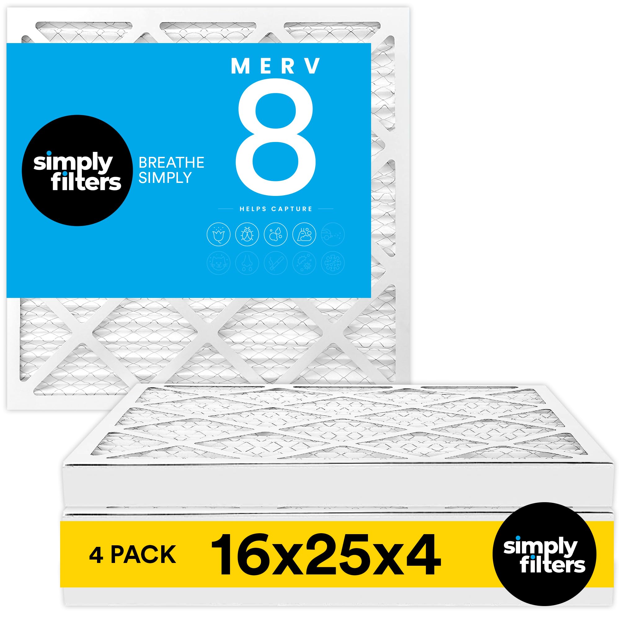 Simply 20x25x4 Air Filter, MERV 8, 4 Pack, Furnace Air Filter for HVAC (Actual Size:19.5"x24.5"x3.63") DUST, Pet, & Allergy Control — view 124