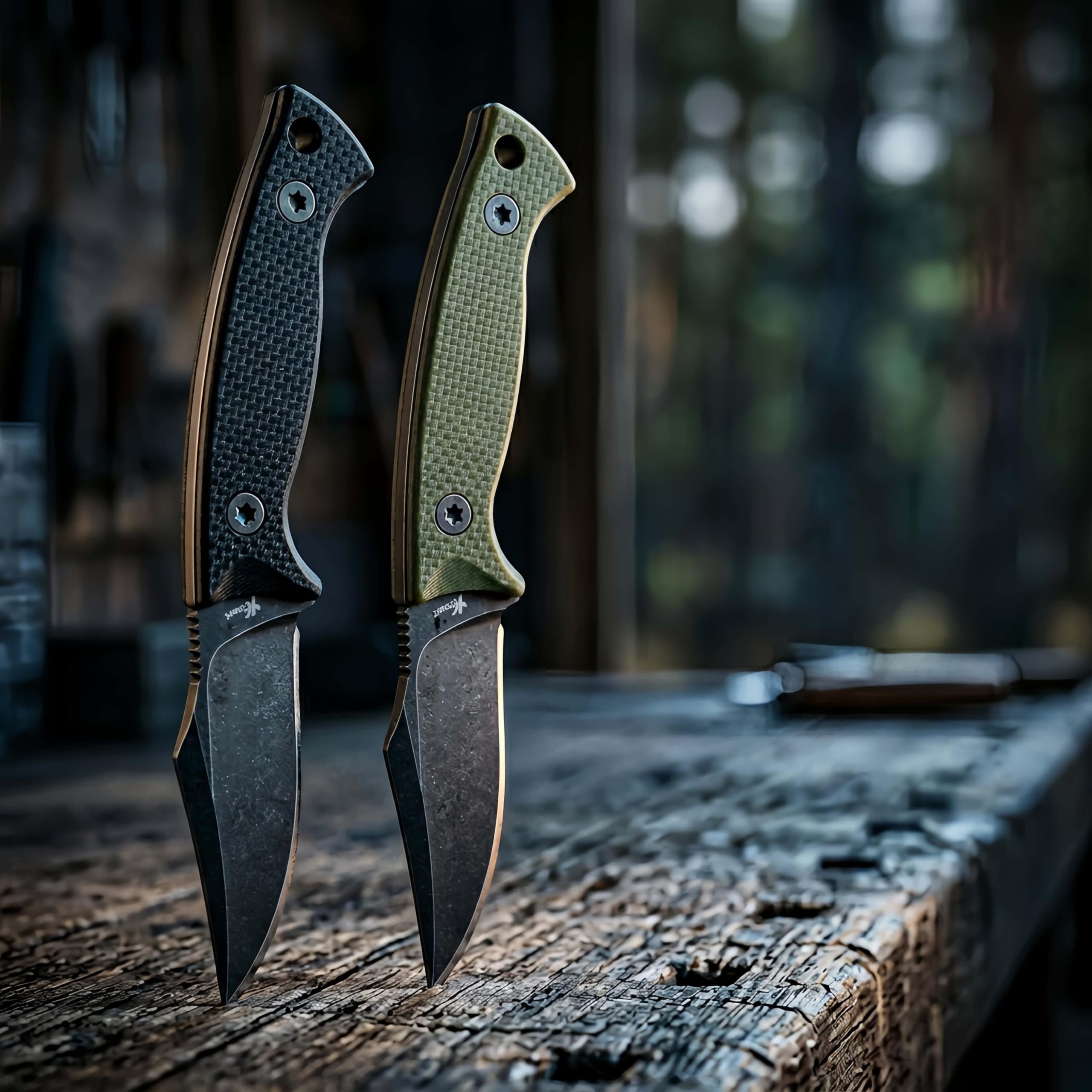 Coltello da collo a lama fissa compatto da 2,4' con acciaio inossidabile D2, fodero K, clip da cintura e impugnatura G-10 di alta qualità per un trasporto confortevole (GREEN)