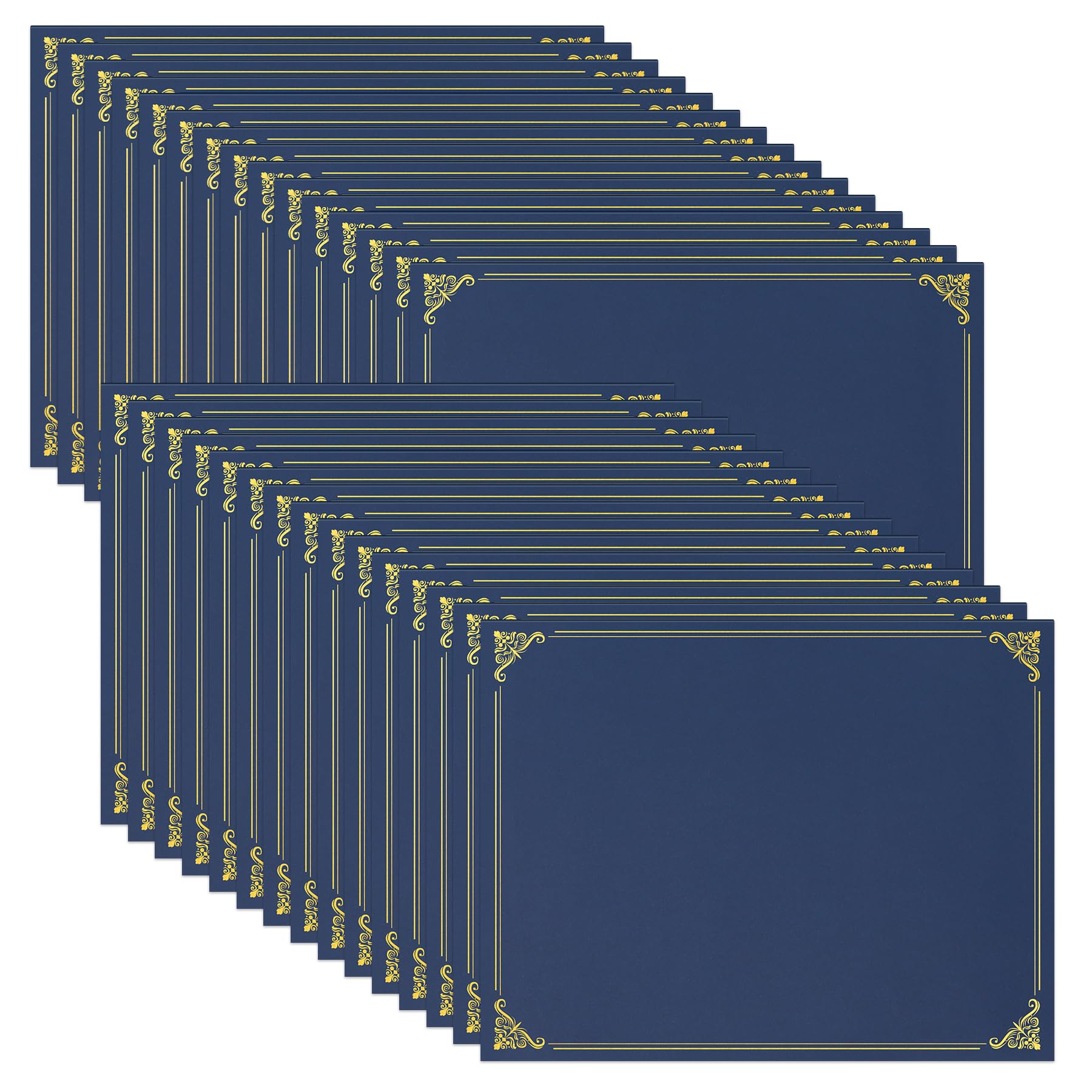 Ndsox 30 Packs Certificate Holders Navy Blue Diploma Covers Gold Foil Border - 350GSM Graduation Diploma Holders for Letter Size 8.5" x 11" Award