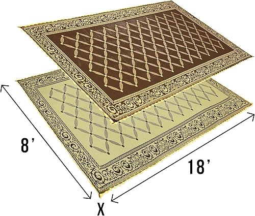 Miniatura 2 de Stylish Camping L118187WL - Alfombra de patio iluminada LED de 8 pies por 18 pies, para patio al aire libre, marrónbeige