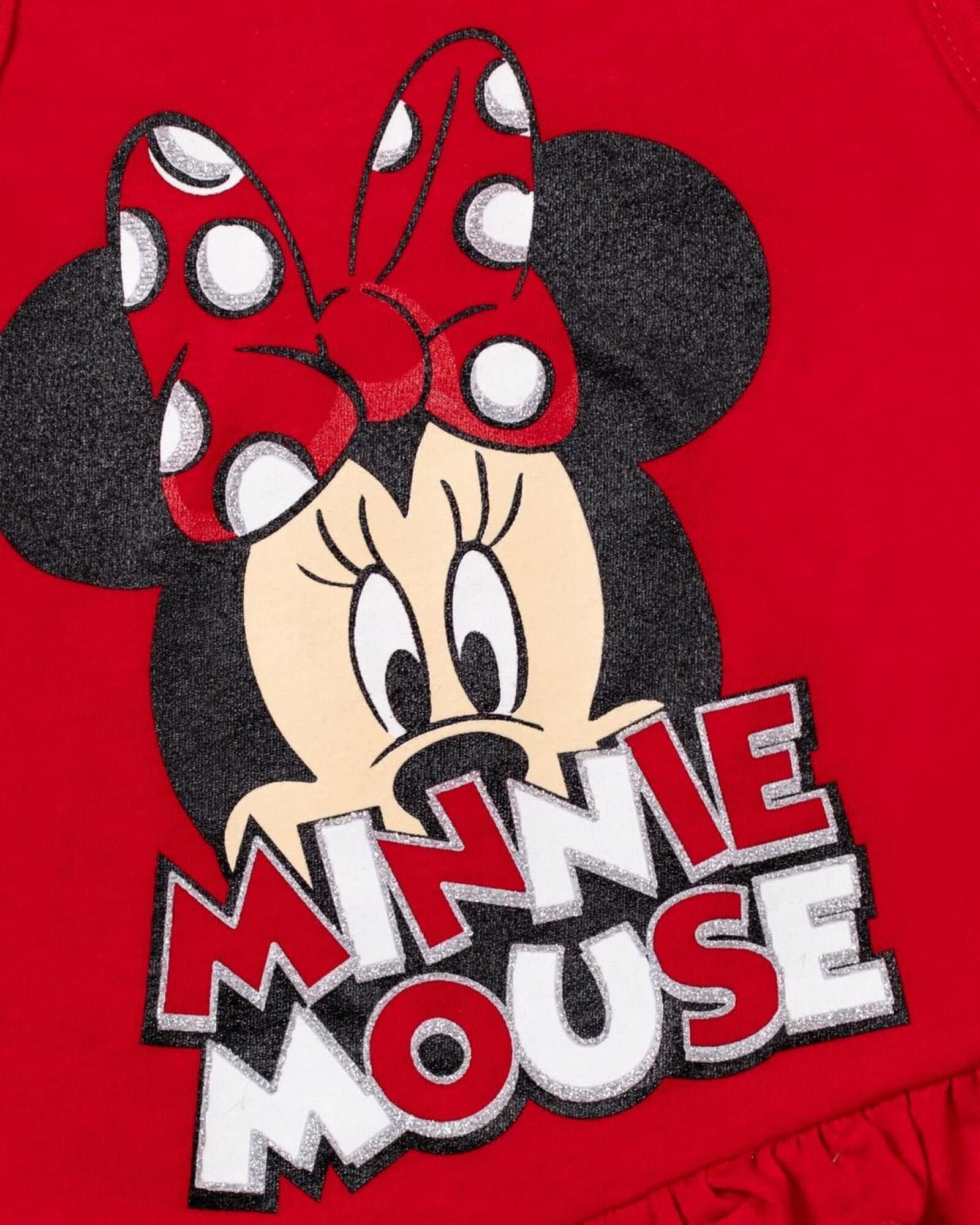 Disney Minnie Mouse - Conjunto de camiseta y pantalones cortos y coletero de 3 piezas para bebés y niños grandes