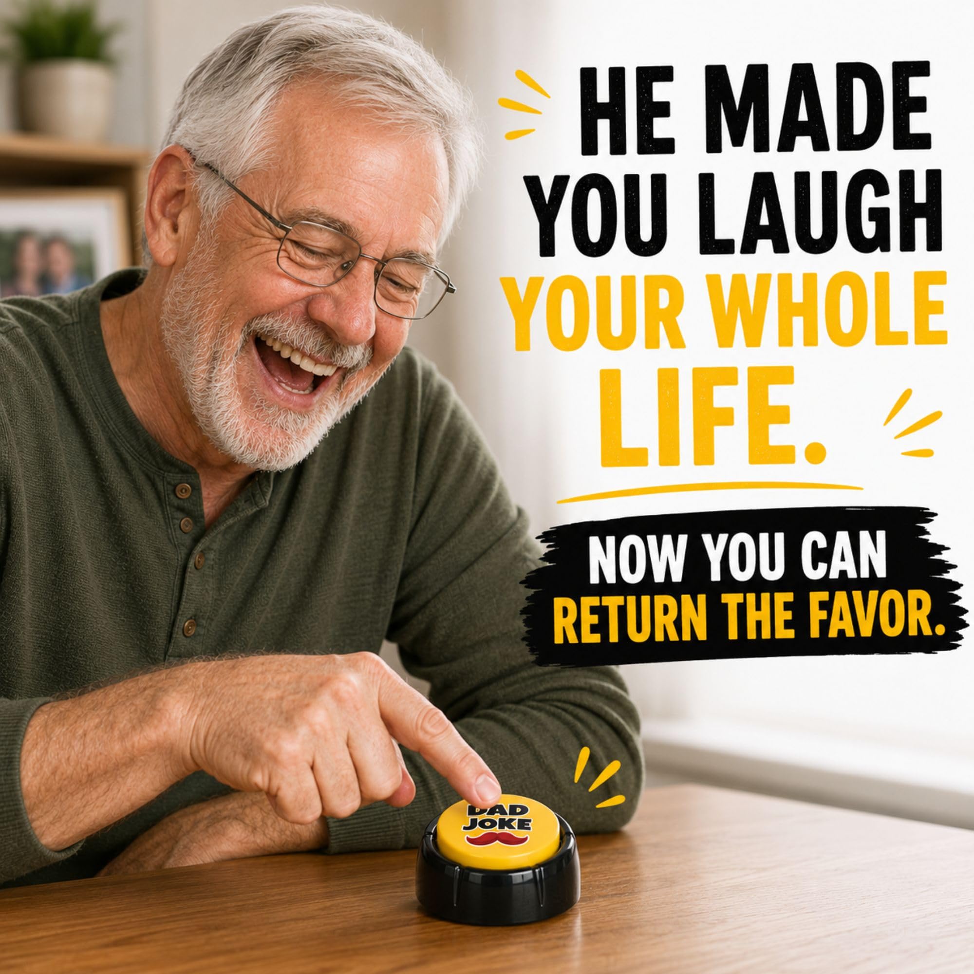 The Original Dad Joke Button | Funny Gift for Fathers, Men, Dad, Grandpa | Unique Present from Daughter or Son | White Elephant, Prank & Gag Gift | Cool Office Desk Toy Talking Gadget — Amazon image 6