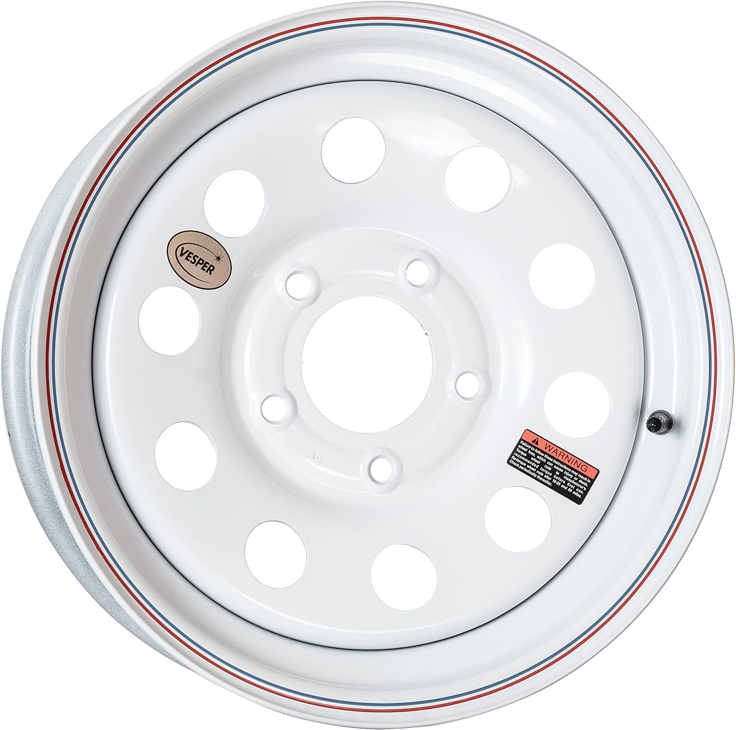 TASKMASTER VESPER Steel White Modular Trailer Wheel Rim 15 inch x 5 inch on 5 x 5 inch Bolt Pattern 3.19 Center Bore 2200 Load Carry Capacity