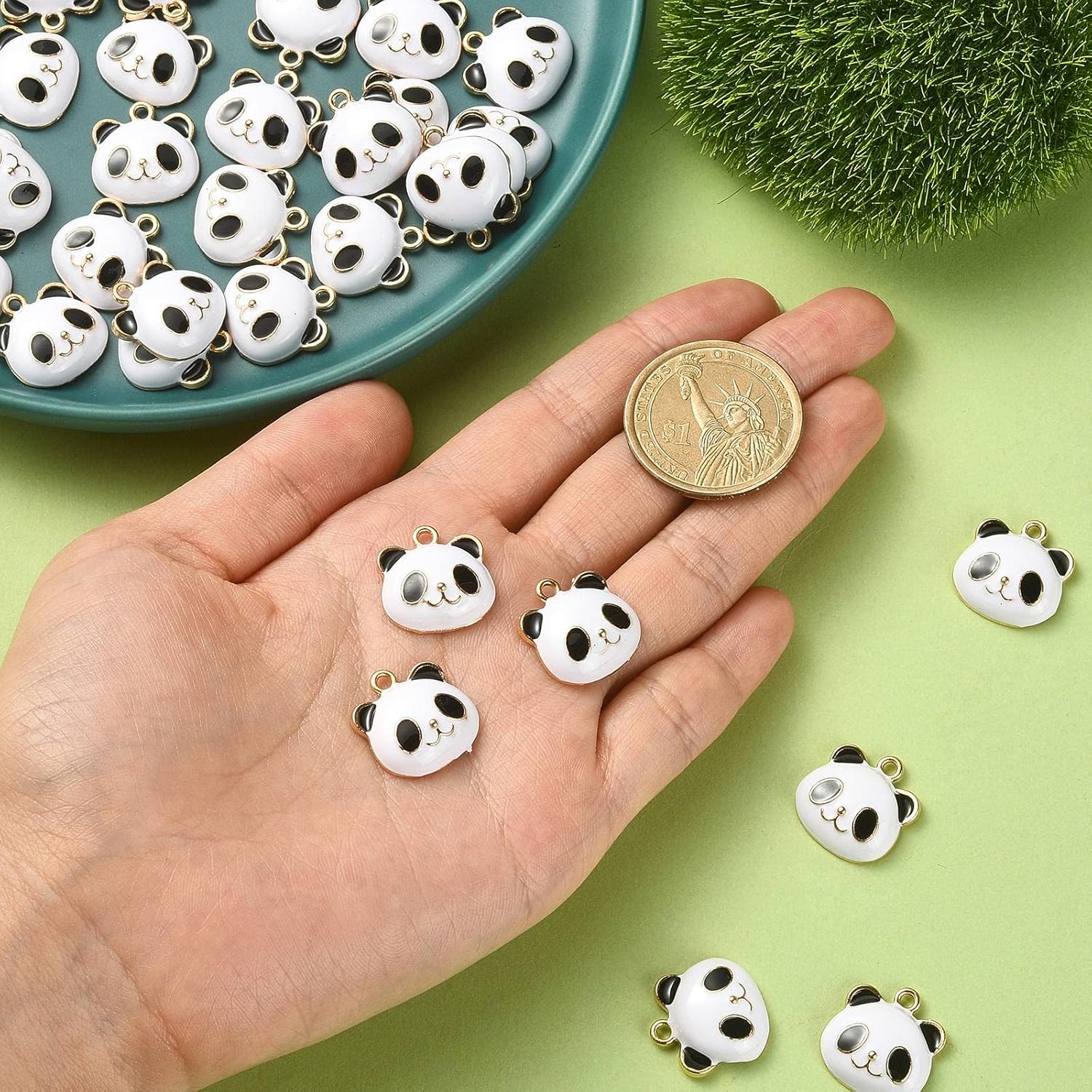 LiQunSweet 100 Pcs Cute Enamel Black White 3D Animal Charm Panda Charms for Jewelry Making Earrings Bracelet Necklace DIY - Image 3