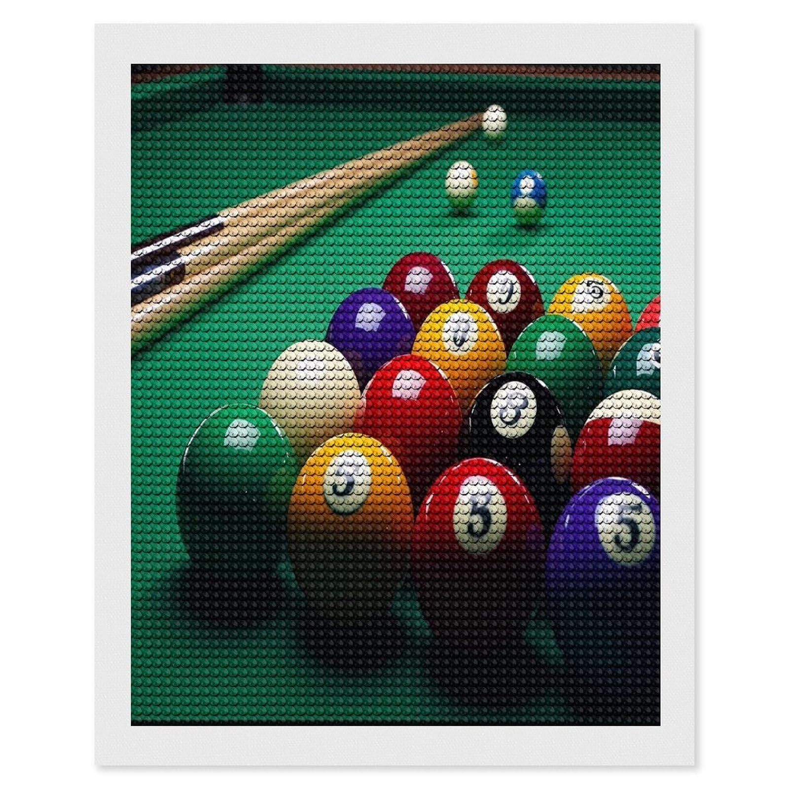 FekiLoot Billiards Diamond Painting Kits for Beginners DIY Diamond Art Kits for Adults Full Drill Round Diamond Dot Gem Art Painting Fun DIY Crafts for Home Kitchen Wall Decor Gift 16"x20"